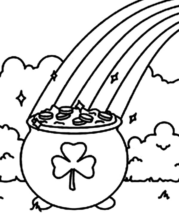 600x714 A Pot Of Gold With A Shamrock Symbol Coloring Page A Pot Of Gold