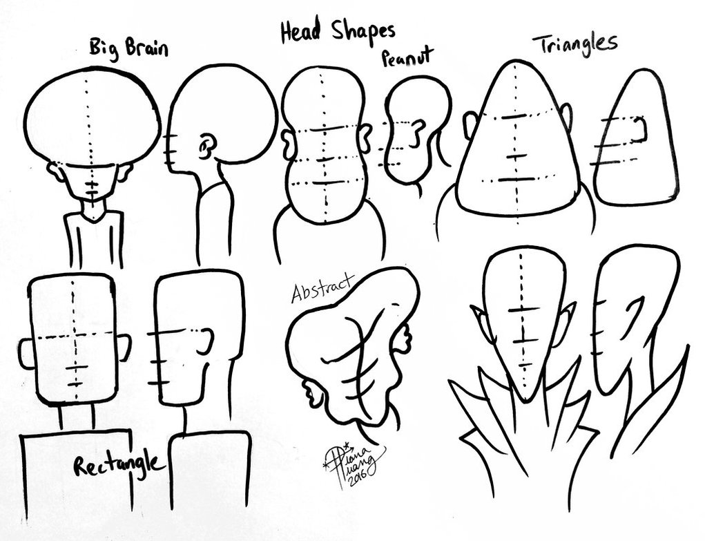 1021x783 Draw Different Head Shapes By Diana Huang