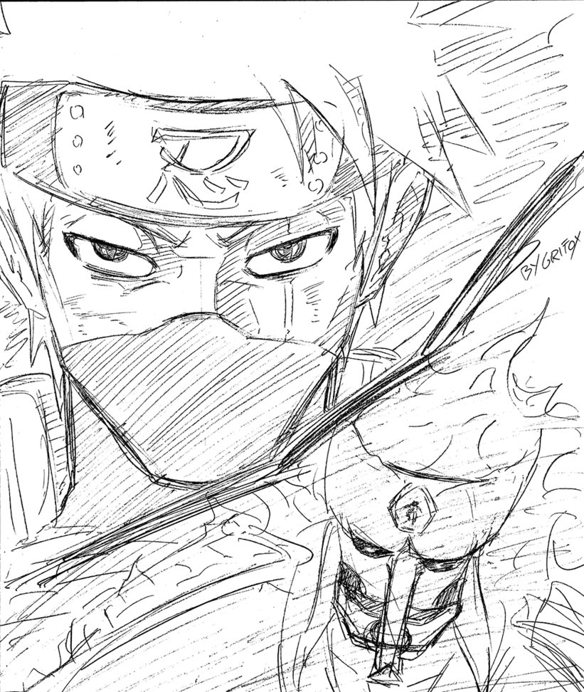 821x972 Kakashi Double Sharingan (Speed Sketch) By Grifox