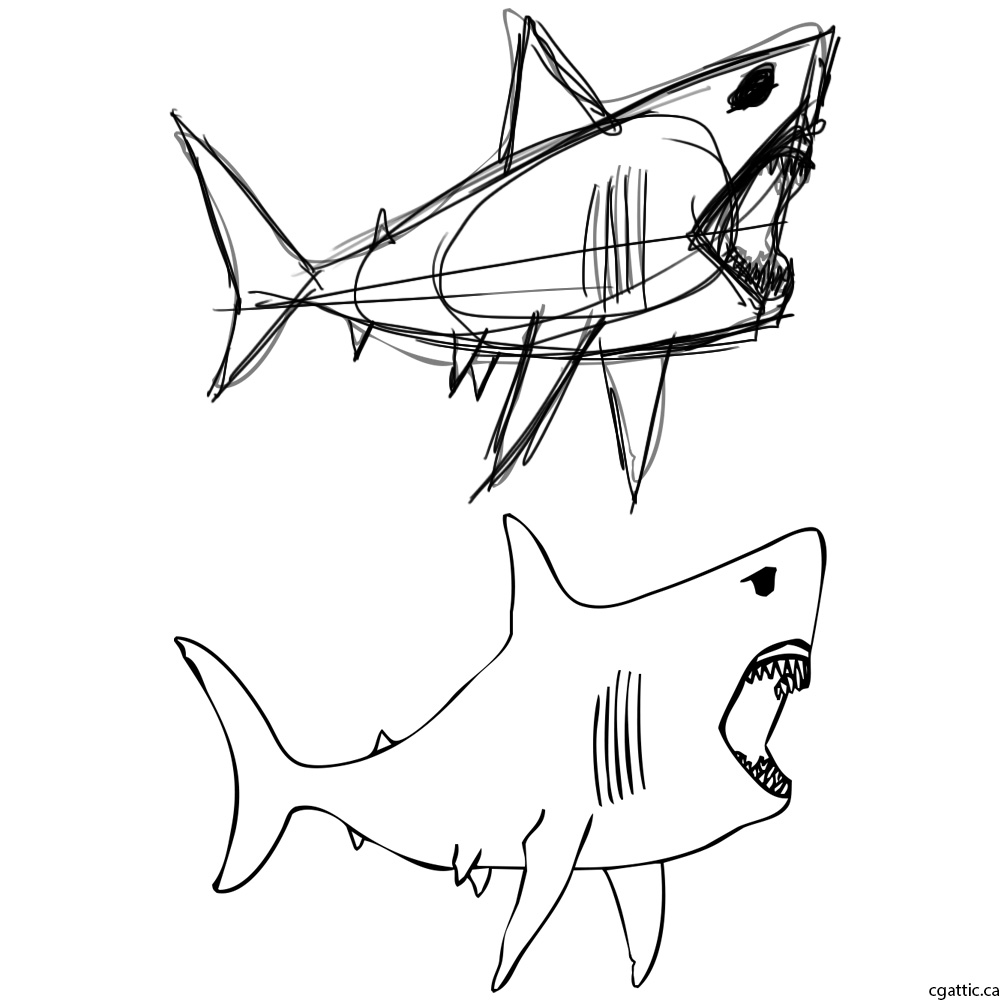 1000x1000 Cartoon Shark Drawing In 4 Steps With Photoshop