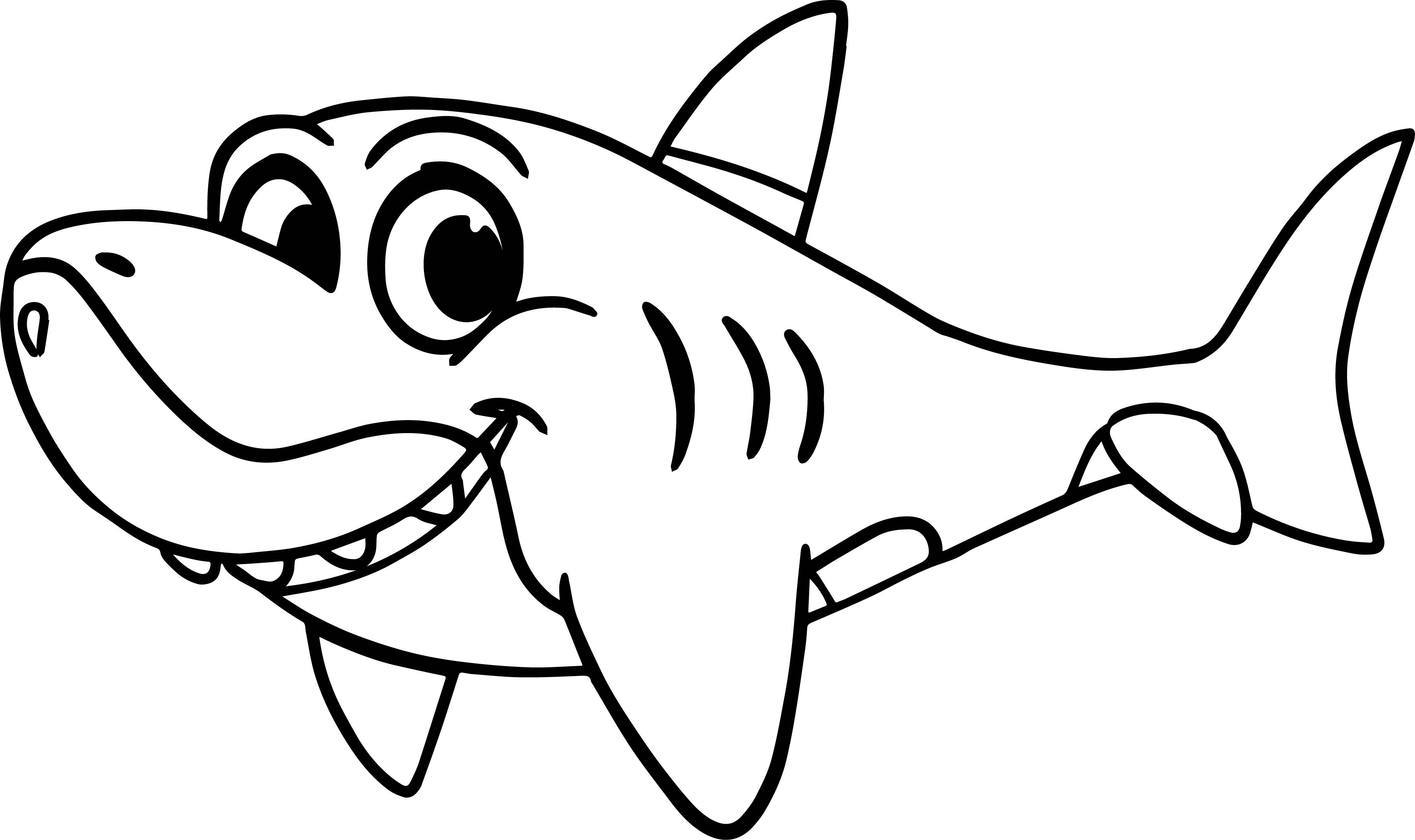 3562x2116 Coloring Page For Shark Free Draw To Color