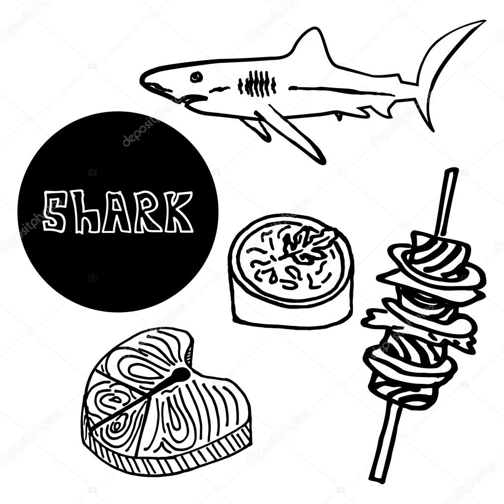 1024x1024 Seafood Shark Fin Soup, Skewers Of Shark Meat, Delicatessen