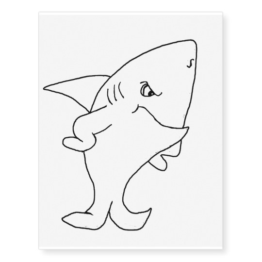 540x540 Standing Shark (Line Drawing) Temporary Tattoos