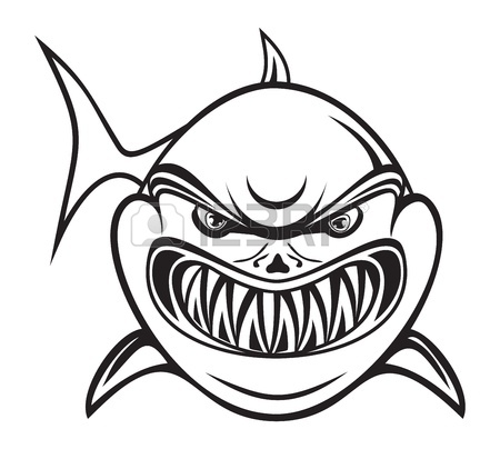 450x404 Angry Shark Black White Royalty Free Cliparts, Vectors,