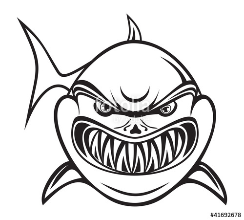 500x450 Angry Shark Black And White Stock Image And Royalty Free Vector