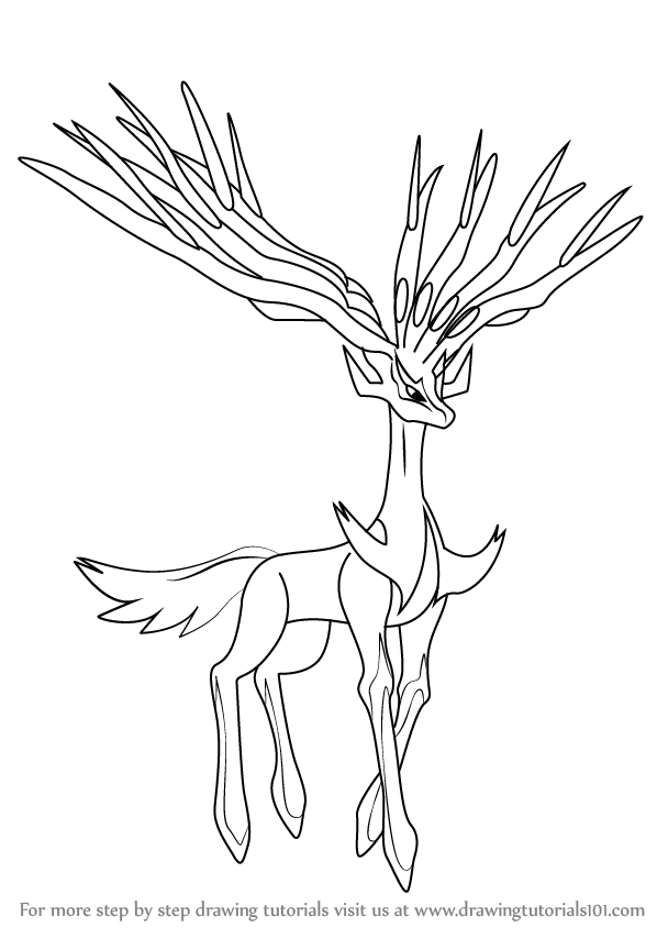 598x844 Learn How To Draw Xerneas From Pokemon (Pokemon) Step By Step