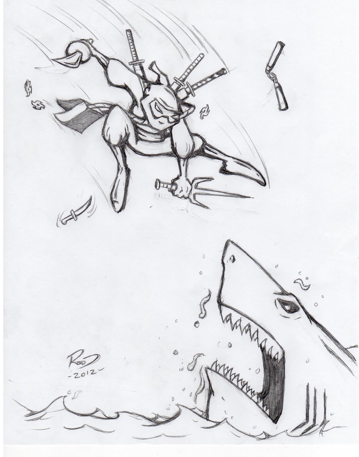 1257x1600 Phil Rood Illustration Ninja Vs Shark