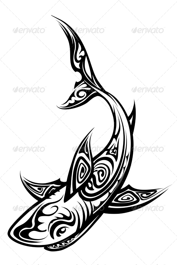 590x885 Vector Shark Polynesian Tattoo By Neyro2008 Graphicriver