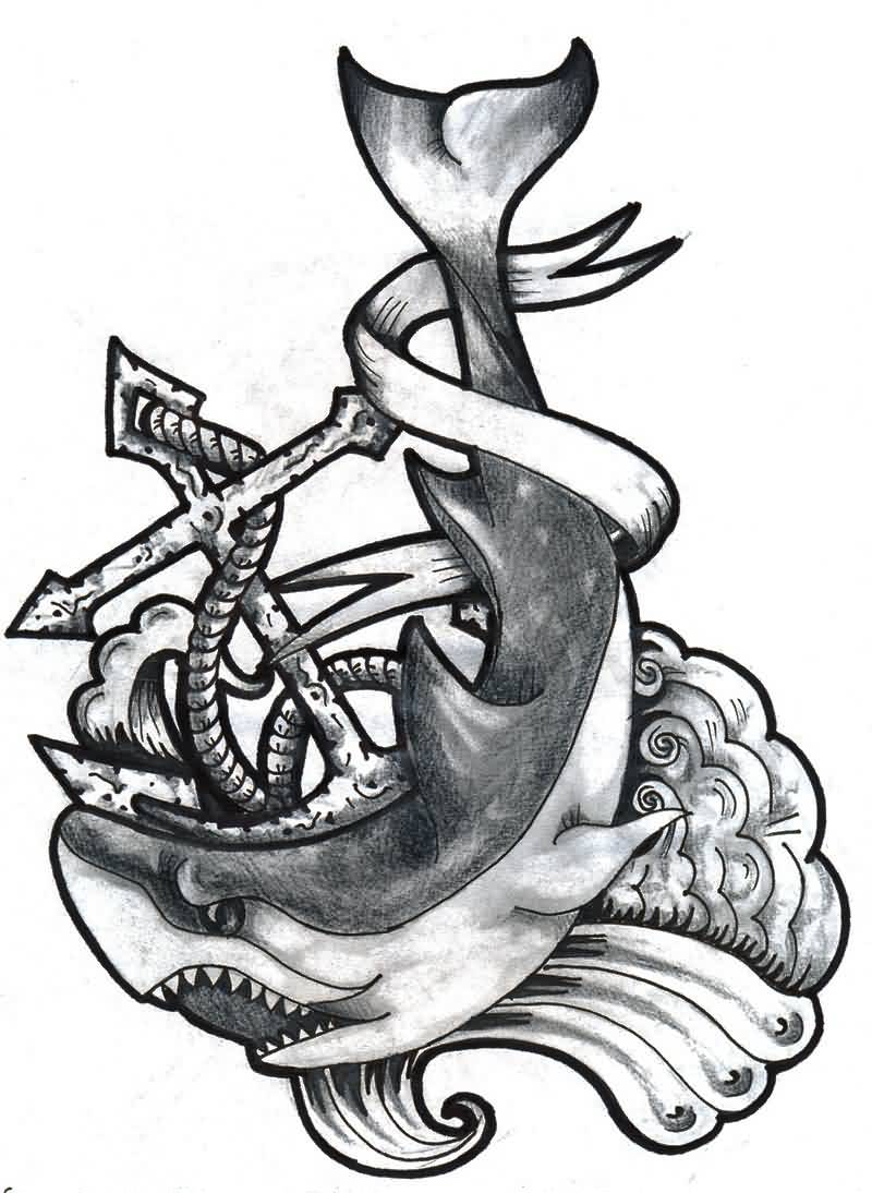 800x1094 Black Tribal Shark Tattoo Design