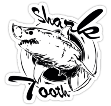 375x360 Vintage Shark Tooth Logo Stickers By Sharktooth22 Redbubble