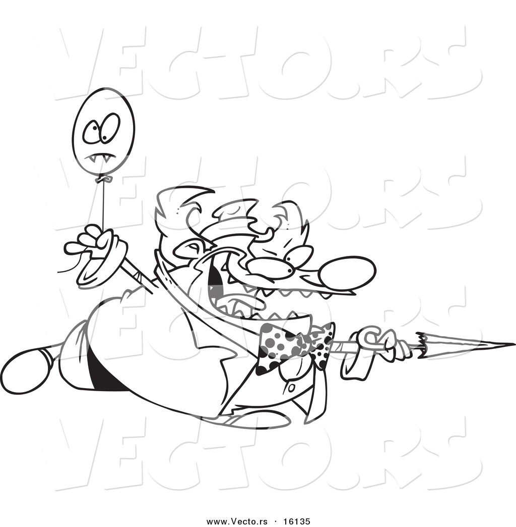 1024x1044 Vector Of A Cartoon Evil Clown With A Balloon And Sharp Umbrella