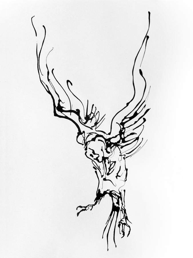 675x900 White Raven Drawing By John Sharp