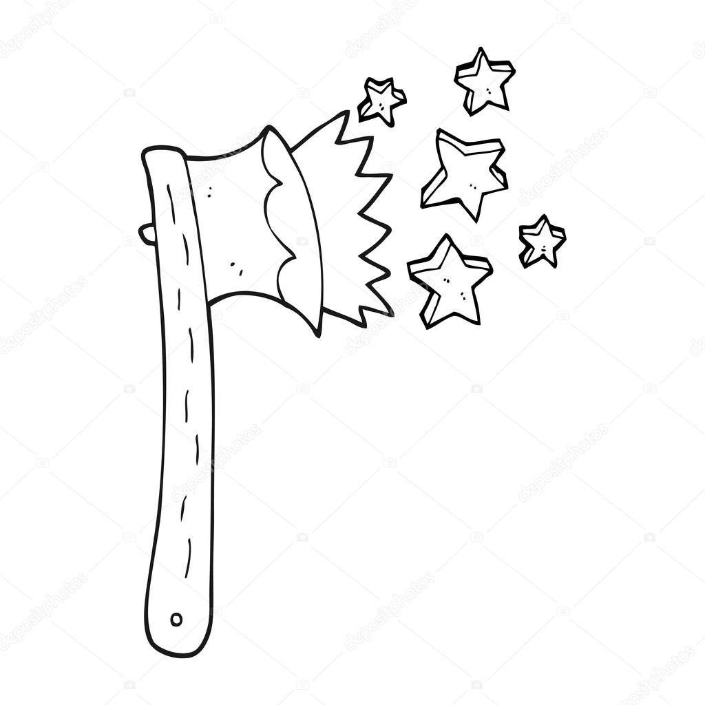 1024x1024 Black And White Cartoon Sharp Axe Stock Vector Lineartestpilot