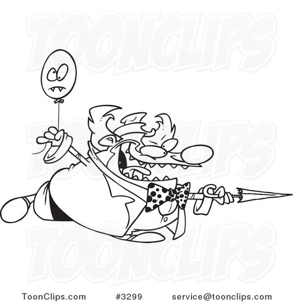 581x600 Cartoon Blacknd White Line Drawing Ofn Evil Clown