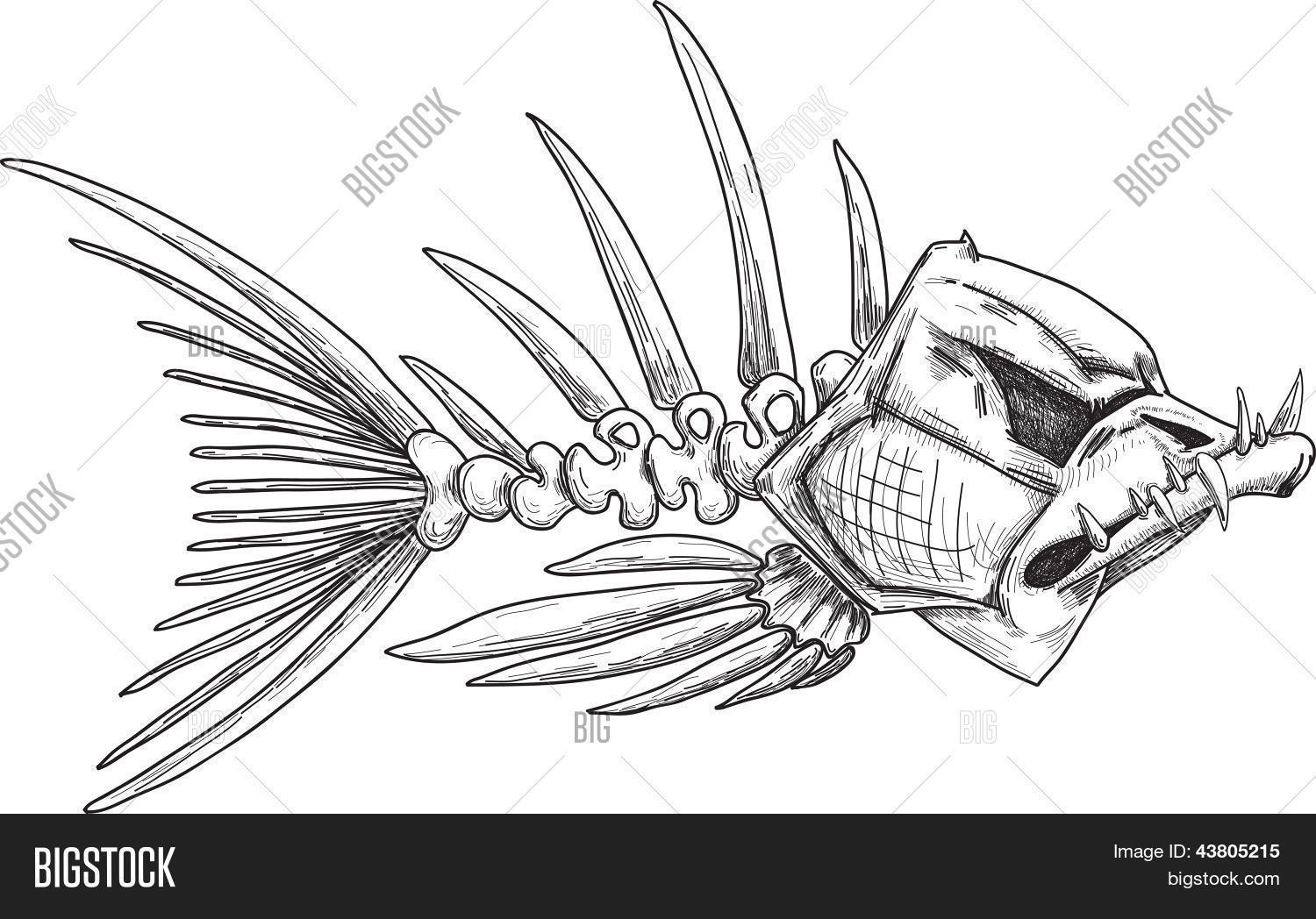 1500x1048 Sketch Evil Skeleton Fish Sharp Vector Amp Photo Bigstock