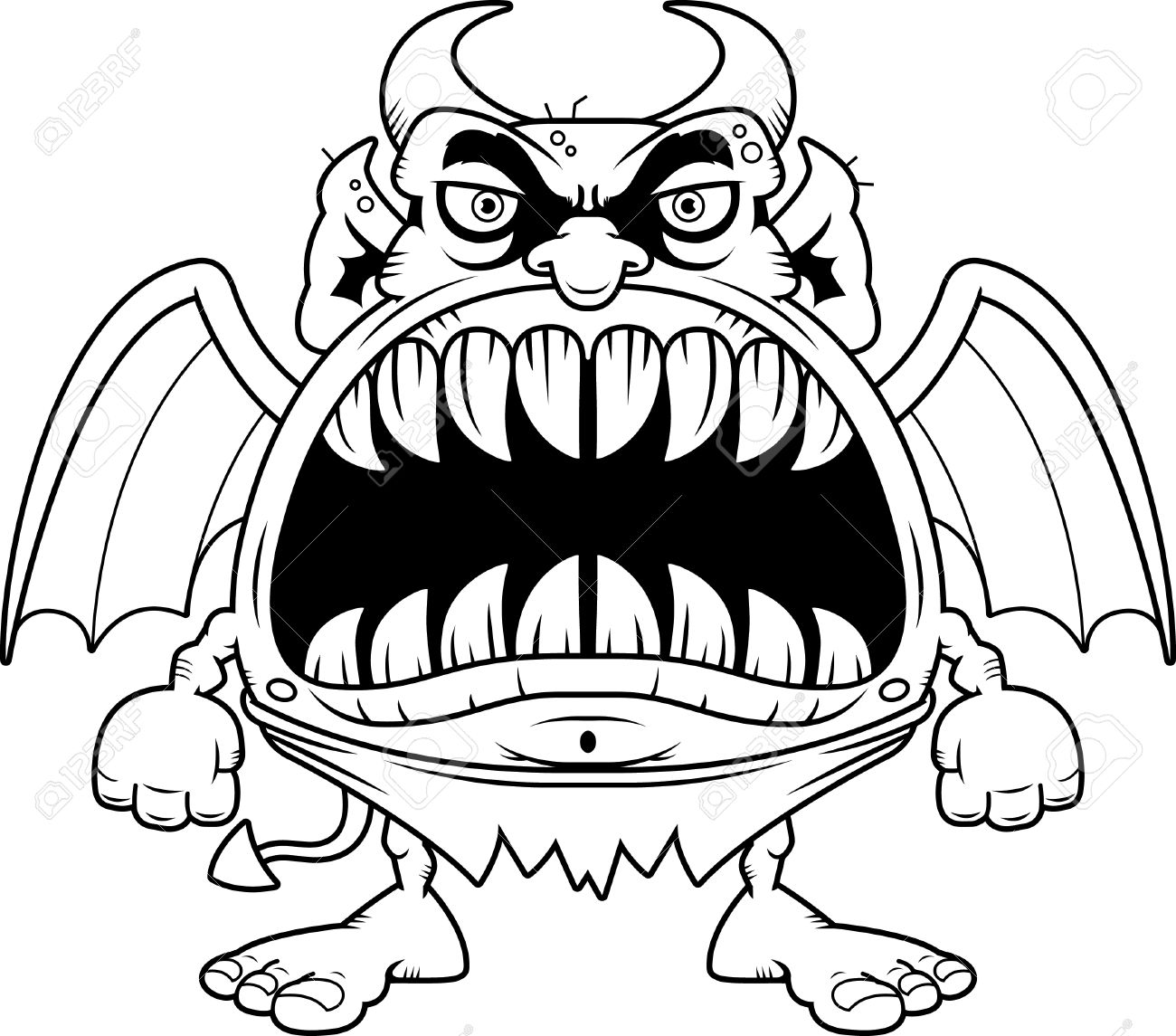 1300x1145 A Cartoon Illustration Of A Devil With A Big Mouth Full Of Sharp