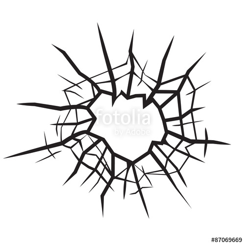 500x500 Hole In Glass Cracked Glass Black And White Vector Stock Image