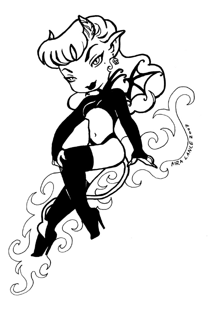 694x1000 Chibi She Devil Pinup Lines By Aichan25