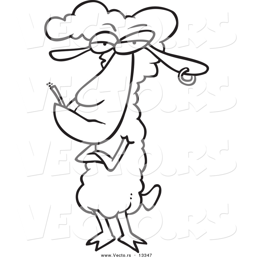 1024x1044 Bad Lamb Coloring Pages Cartoon Sheep With An Earring