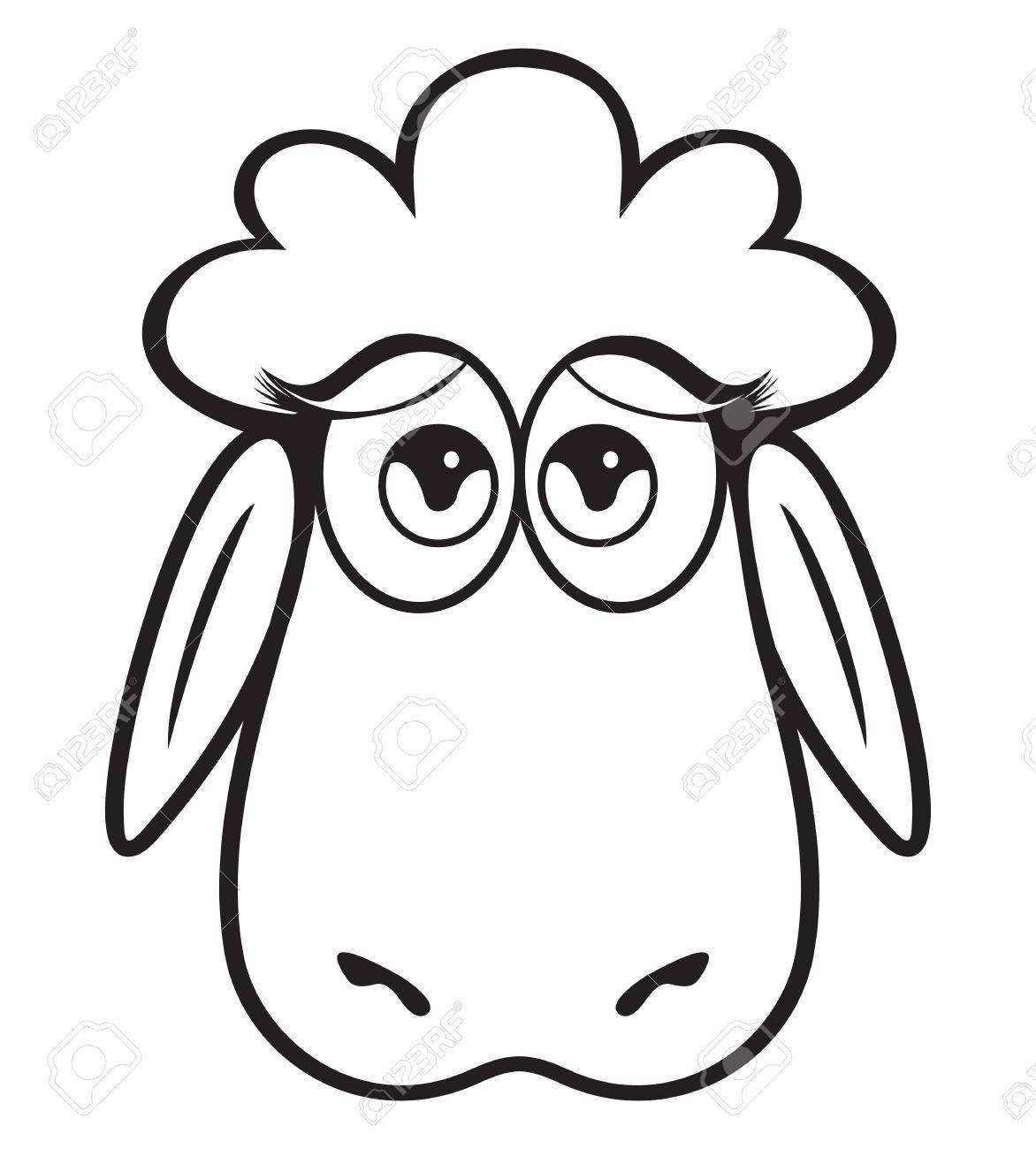 1172x1300 Cute Sheep Head Black And White Royalty Free Cliparts, Vectors