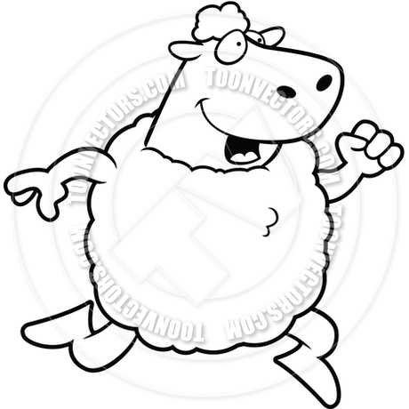 460x460 Sheep Running (Black And White Line Art) By Cory Thoman Toon