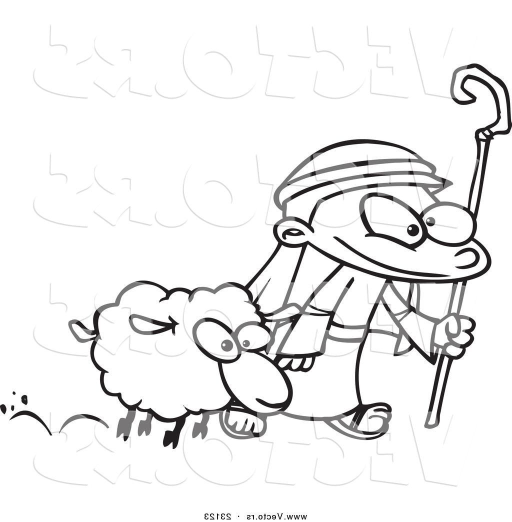 1024x1044 Top 10 Vector Of Cartoon Shepherd And Sheep Coloring Page Outline