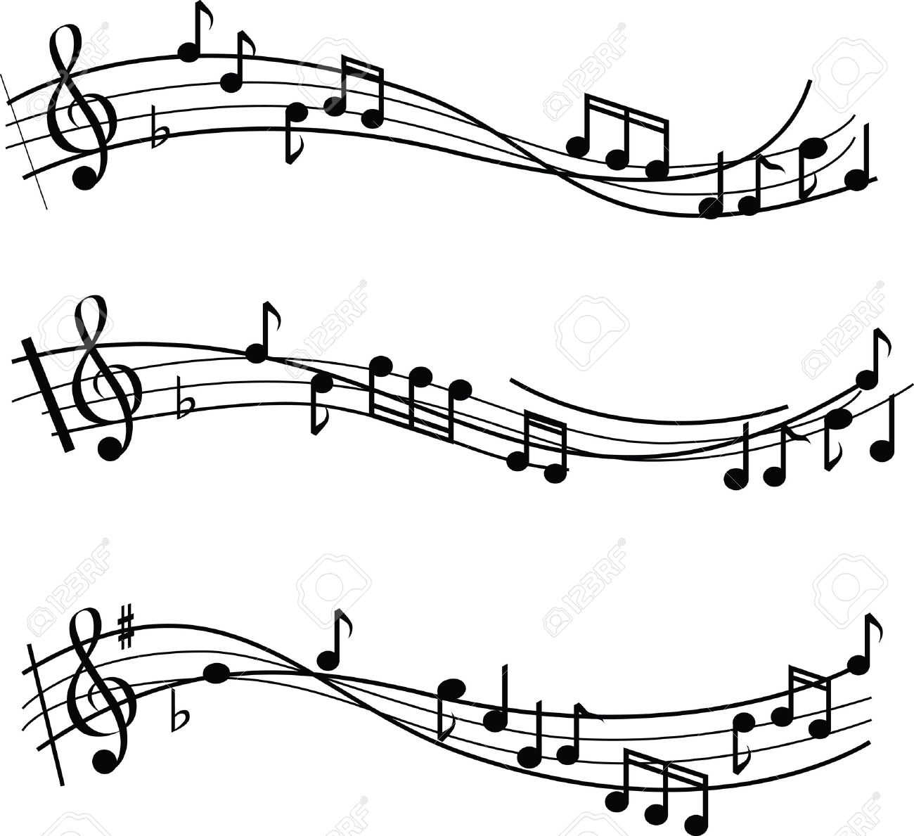 1300x1189 Illustrated Musical Notes On Sheet Music Design Royalty Free