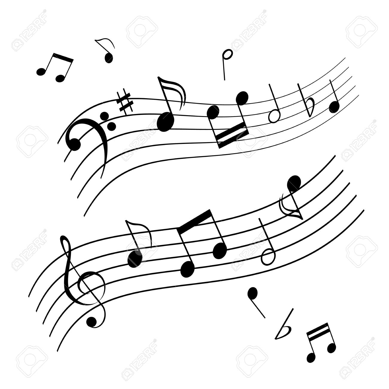 1300x1300 Musical Notes On Music Sheet Royalty Free Cliparts, Vectors,