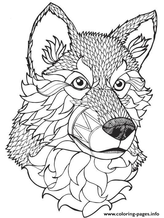 534x712 Print High Quality Wolf Mandala Adult Coloring Pages