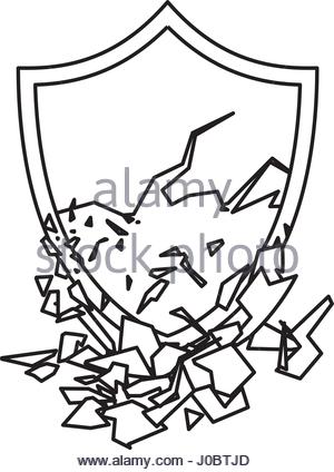 300x424 Safety Vector Broken Shield Icon. Modern Flat Design Stock Vector