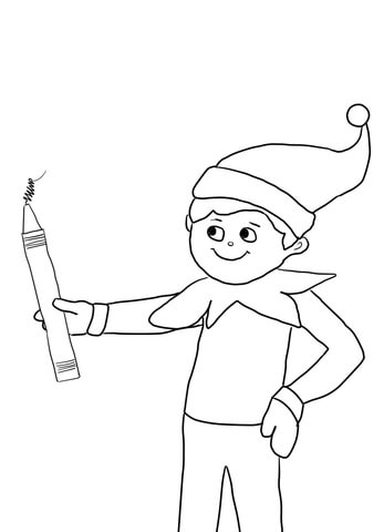 347x480 Elf On The Shelf With Pencil Coloring Page Free Printable
