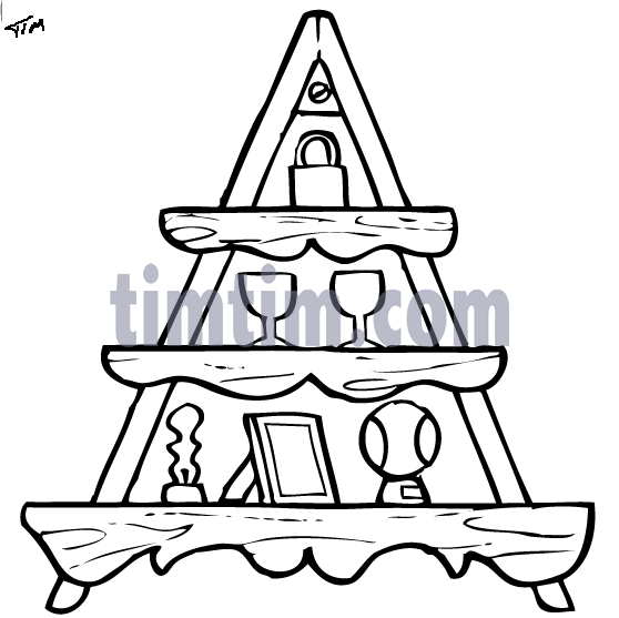 558x557 Free Drawing Of A What Not Shelf Bw From The Category Hobby