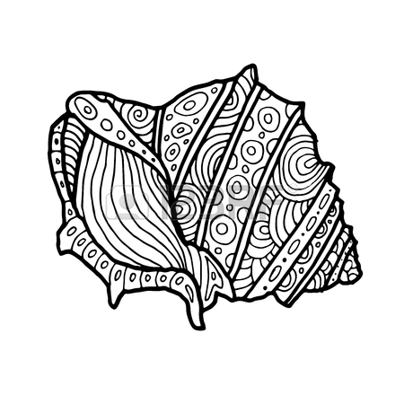 450x450 Adult Coloring Page With Corals And Sea Shells. Outline Drawing