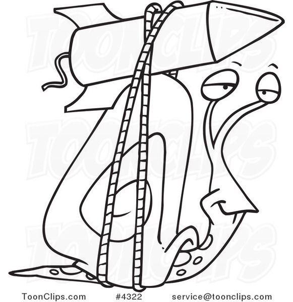 581x600 Cartoon Black And White Line Drawing Of A Snail With A Rocket