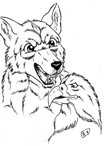 364x500 Wolf, Eagle Animal Warrior By Sheltiewolf