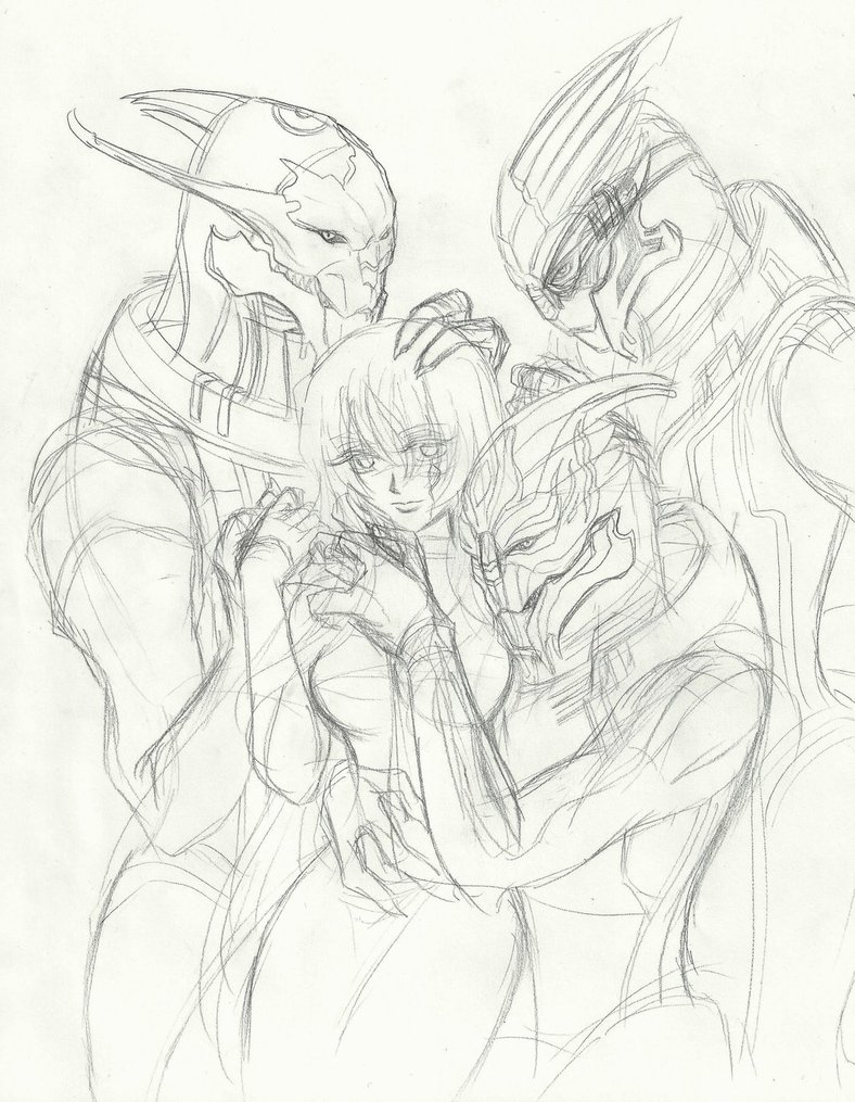 788x1015 Mass Effect] Saren Shepard Nihlus Garrus Sketch By Rmtg