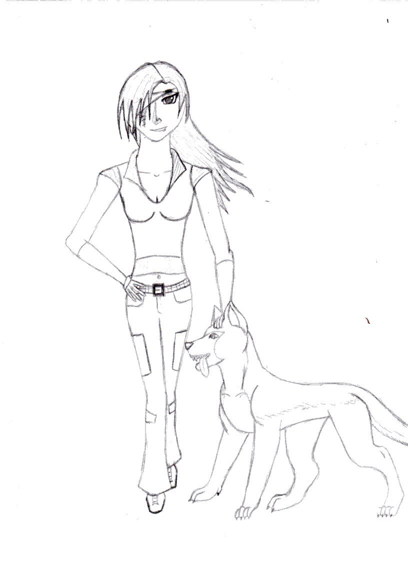 816x1123 German Shepard With Anime Girl By Axelsfire13