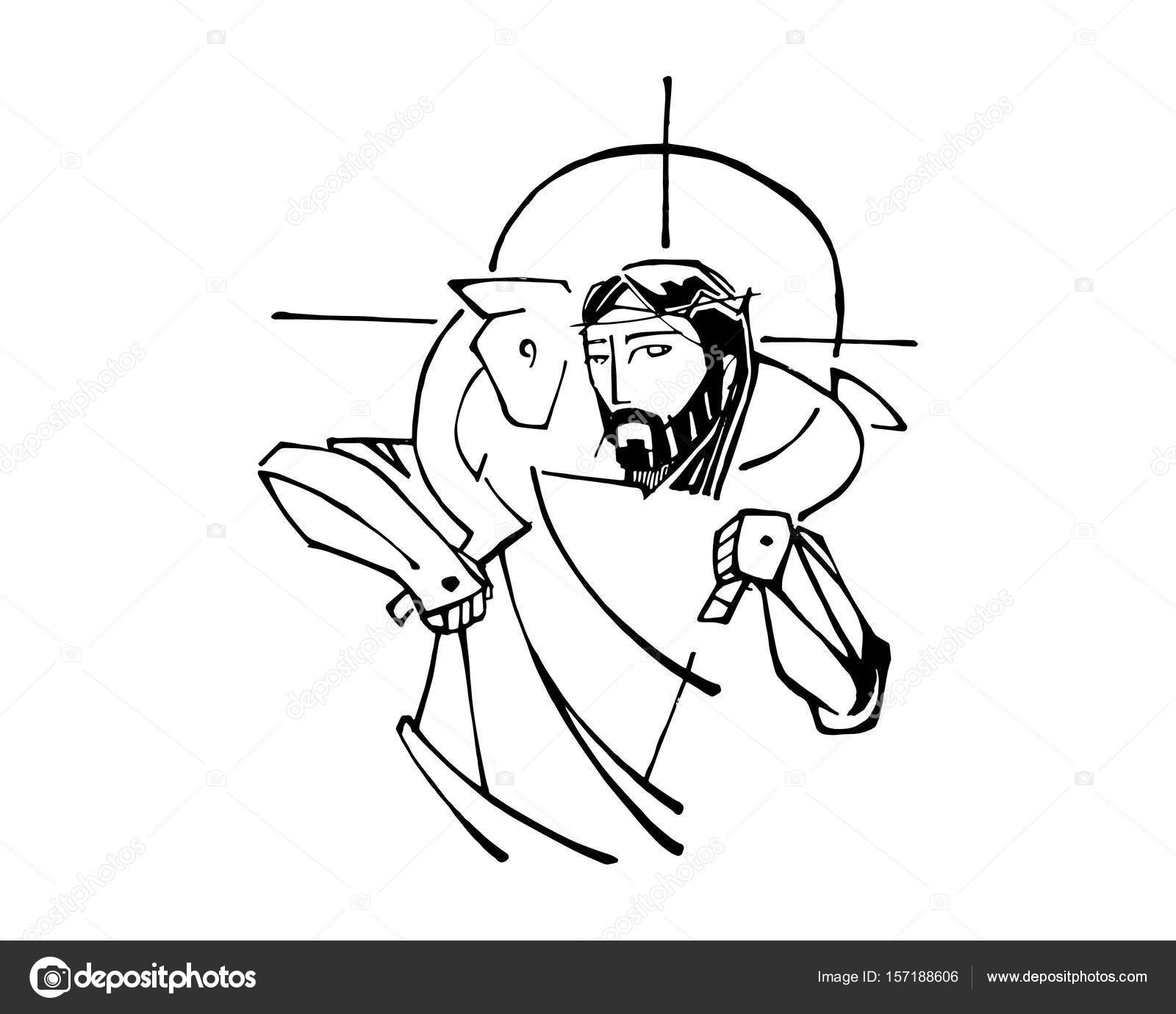 1600x1380 Jesus Christ Good Shepherd Stock Vector Bernardojbp
