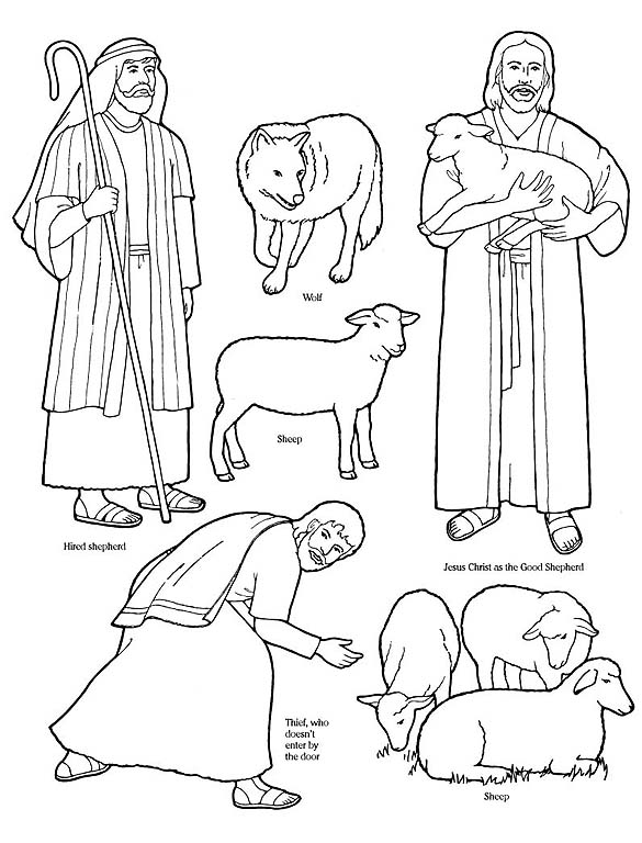 585x768 Sheep And Shepherd Coloring Pages