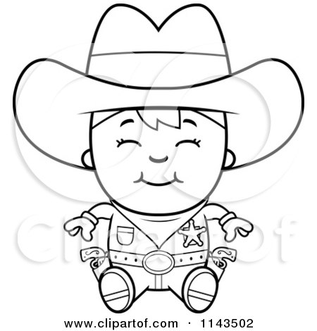 450x470 Cartoon Clipart Of A Black And White Happy Sheriff Cowboy Kid