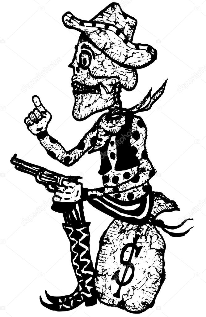 667x1023 Cartoon Skeleton Sheriff Stock Vector Joyskyfranzi2