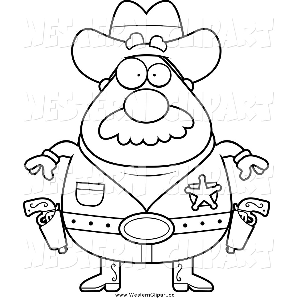 1024x1044 Vector Clip Art Of A Black And White Chubby Sheriff Ready To Draw