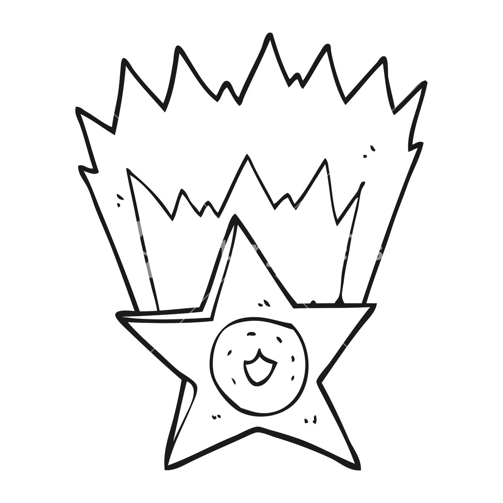 1000x1000 Freehand Drawn Black And White Cartoon Sheriff Badge Royalty Free