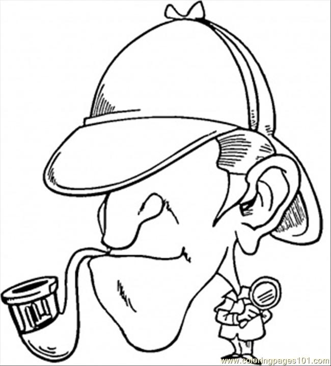 650x719 Sherlock Holmes With Pipe Coloring Page