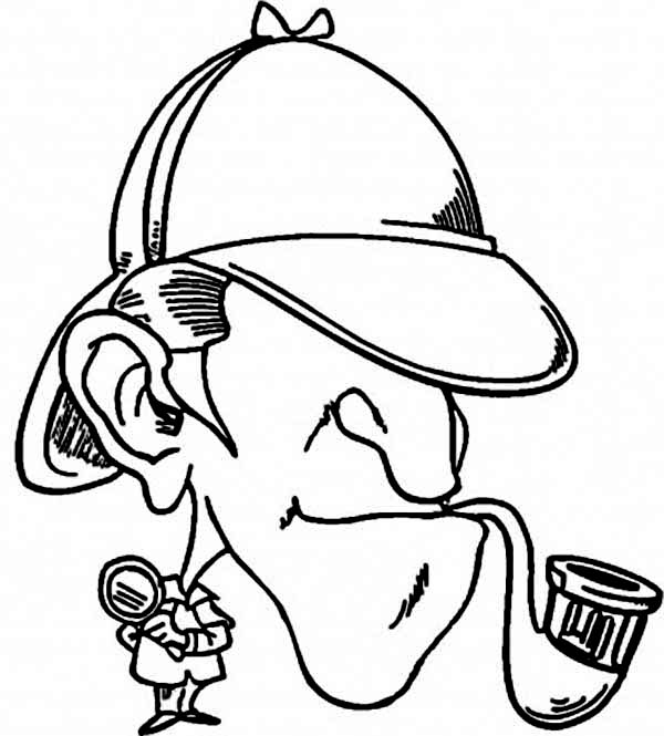 600x665 Detective Sherlock Holmes Coloring Page