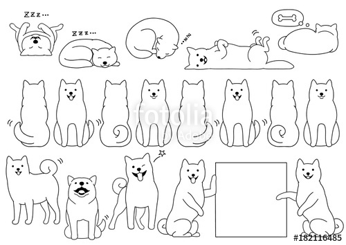 500x354 Shiba Inu Elements Line Drawing Stock Image And Royalty Free