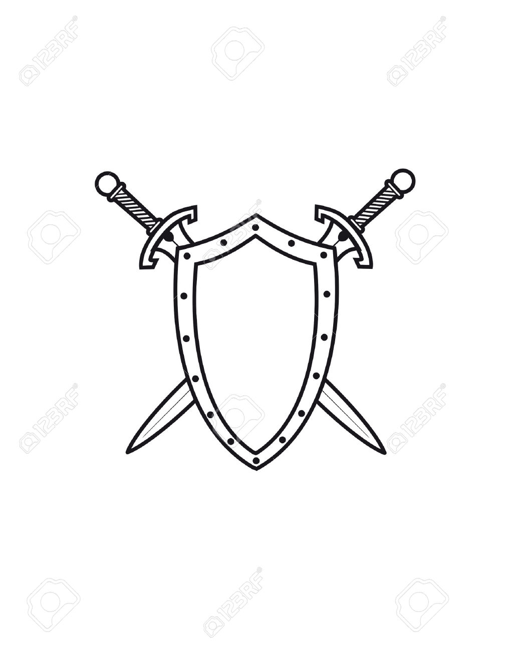 1034x1300 Coat Of Arms. Vector Illustration. (Shield, Sword, Arms