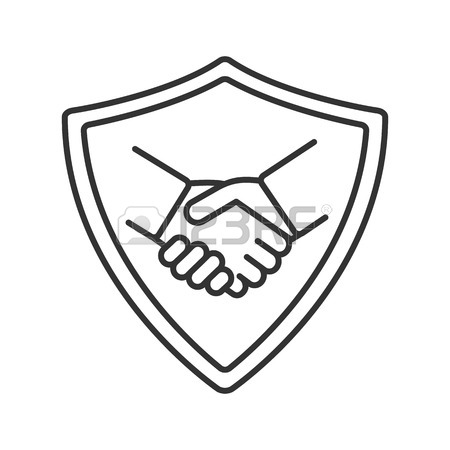 450x450 Protection Shield Linear Icon. Thin Line Illustration. Security