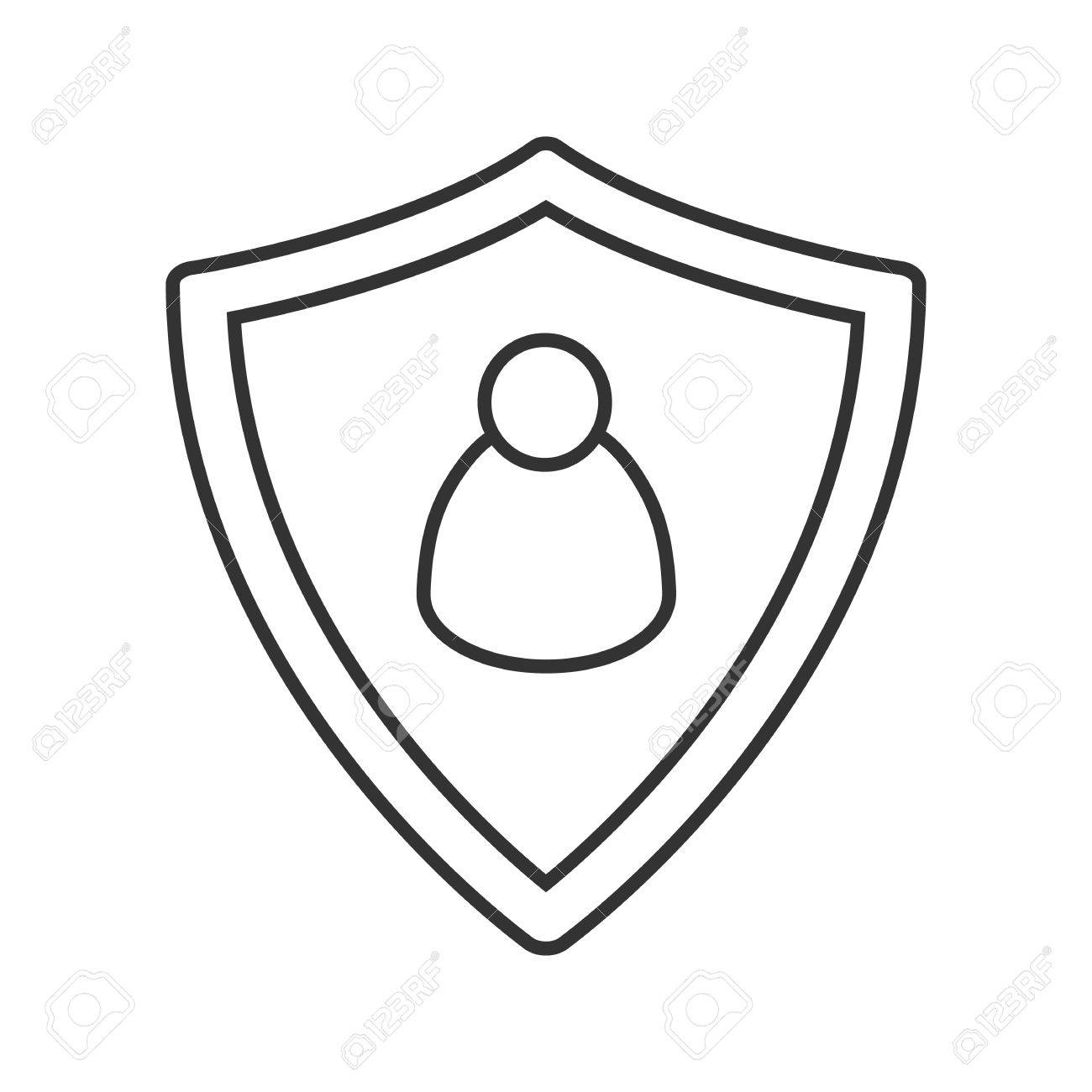 1300x1300 User Security Linear Icon. Thin Line Illustration. Protection