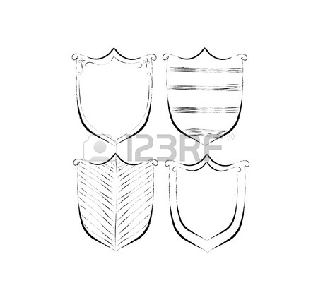 450x418 Hand Drawn Shields, Badges And Banners Art Illustration Royalty
